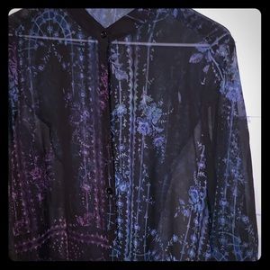 Sheer, long sleeve blouse